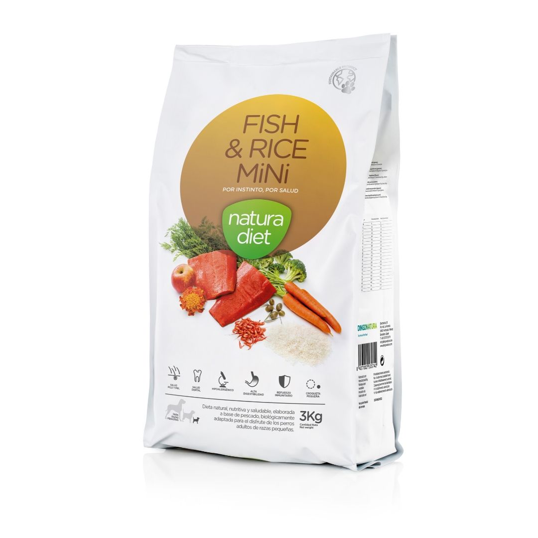Pienso hipoalergénico para perros intolerante o alérgicos Natura Diet Fish & Rice Mini