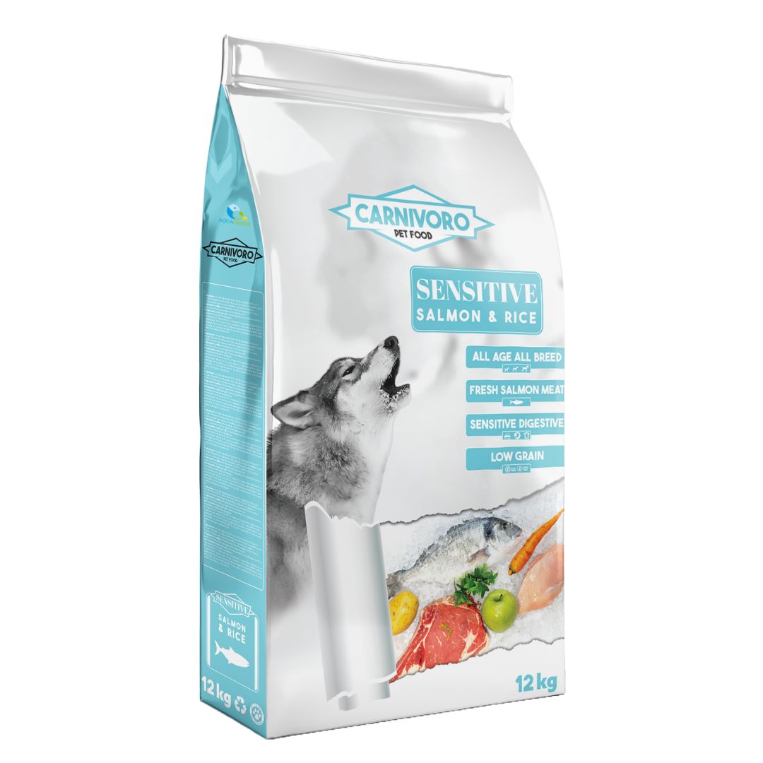 Pienso para perros con intolerancias o alergias alimentarias Carnivoro Pet Food Sensitive Salmón & Rice Low Grain