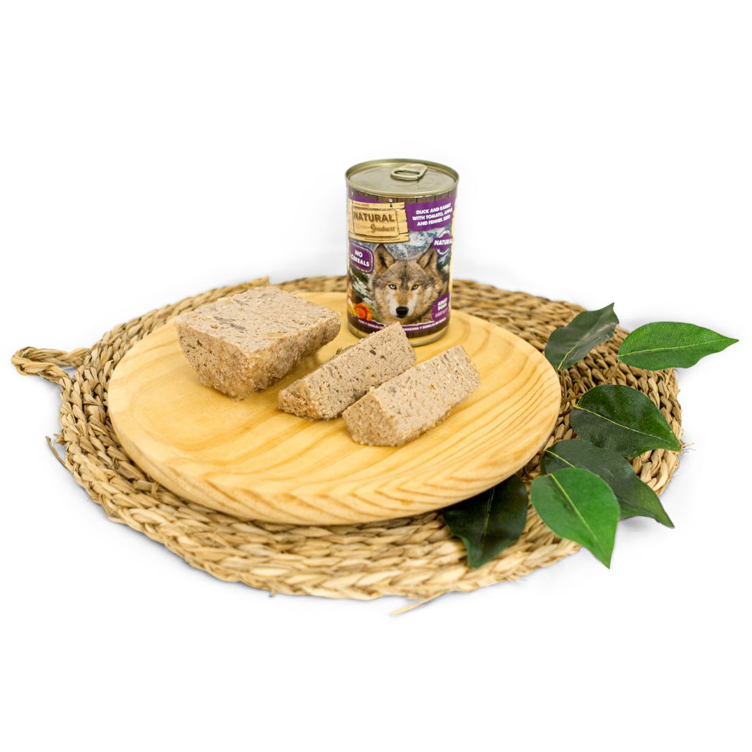 Comida húmeda para perros pato con conejo natural greatness