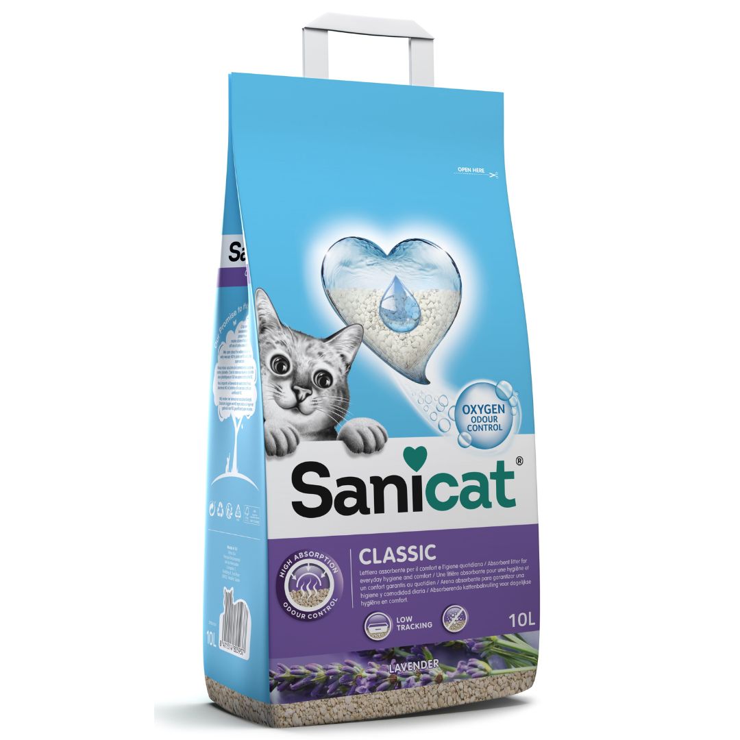 sanicat-classic-lavanda-16lts Arena para gatos sanicat classic perfumada con lavanda absorbente no aglomerante
