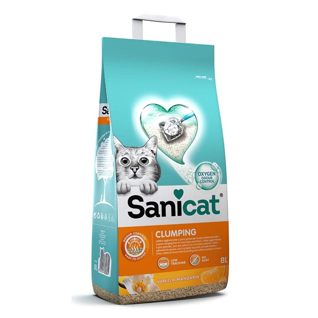 Arena aglomerante para gatos Sanicat Clumping con fragancia a vainilla