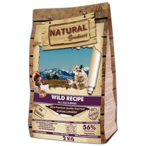 Pienso para perros adultos y cachorros de todas las razas Natural Greatness Wild Recipe Hipoalergénico multiproteinas