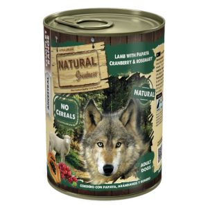 comida húmeda para perros de cordero con papaya, arándanos y romero