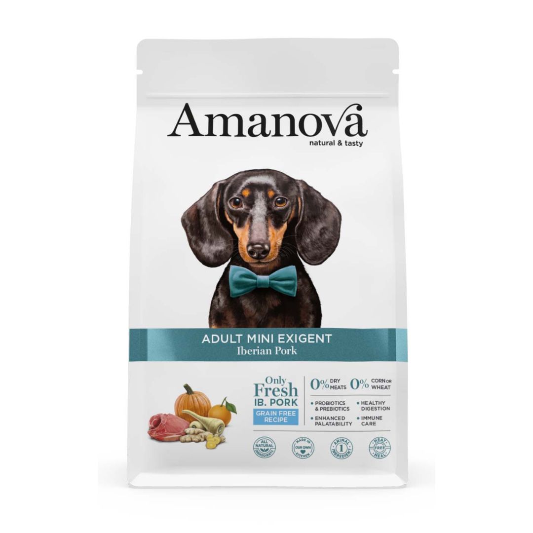 Pienso para perros pequeños o minis exigentes Amanova adult mini exigent iberian pork