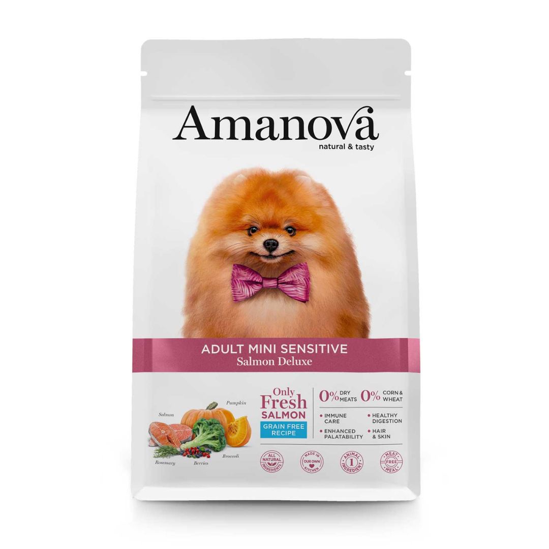 Pienso para perros pequeños minis Amanova adult mini sensitive salmon deluxe
