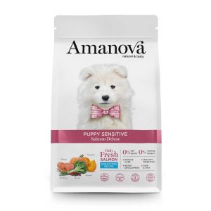 Pienso para perros cachorros con problemas de piel o digestivos Amanona puppy sensitive salmon deluxe