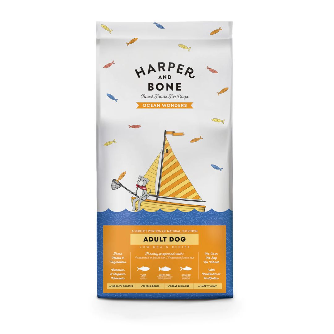 Pienso para perros adultos de todas las razas Harper and Bone adult dog ocean worders de salmón atún y pescado blanco