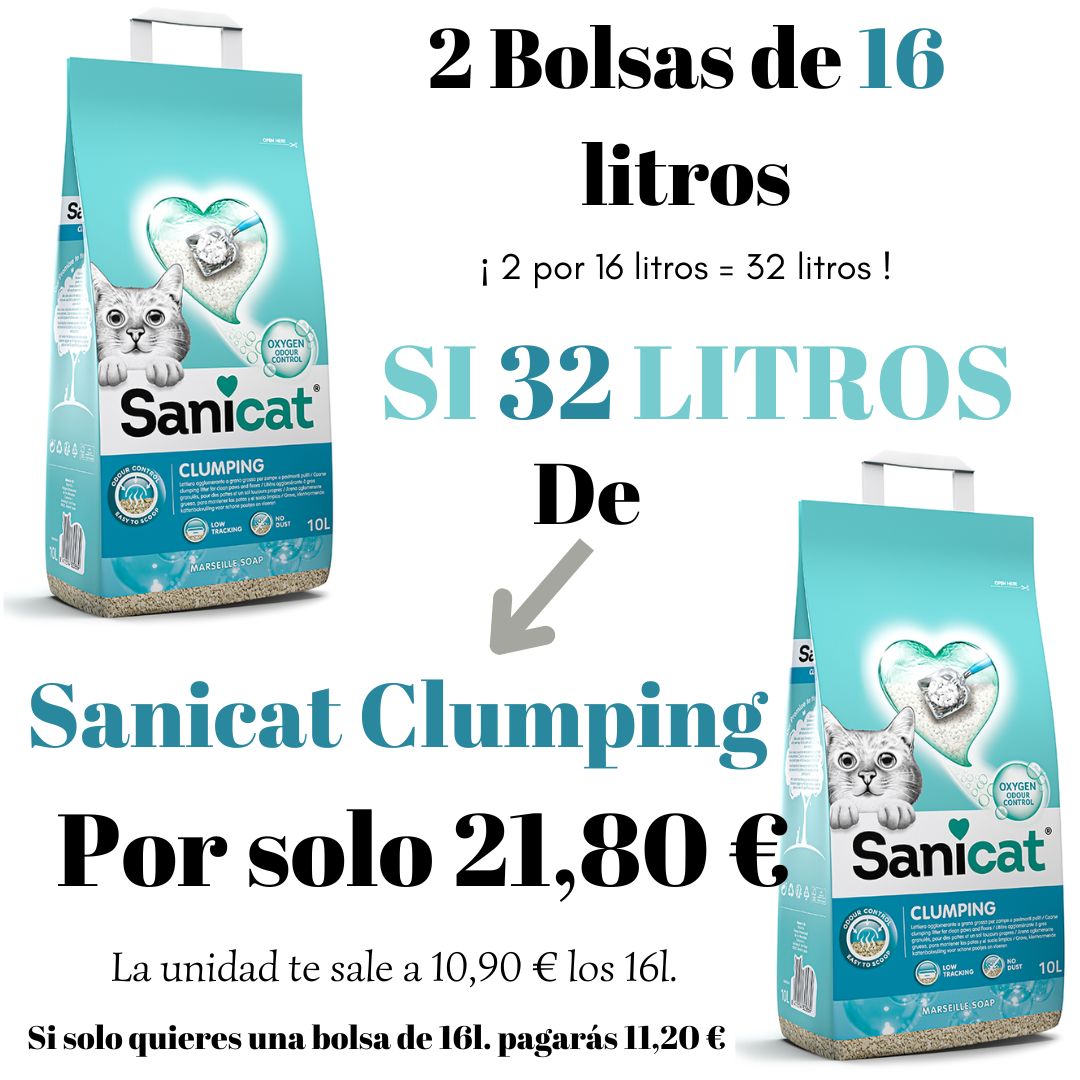 sanicat-clumping-jabon-2por16-promo promoción oferta Sanicat Clumping 16 litros olor jabón de marsella