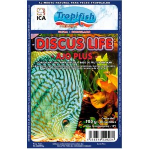 Alimentación para peces discos escalares en Papilla Discus Life Ajo Plus tropifish