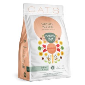 Pienso natural para gatitos cachorros Natura Diet Kitten Salmón & Vegs también para hembras gestantes o lactantes