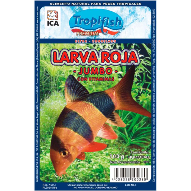 Alimento congelado para peces de acuario y estanque Larva Roja de Mosquito Congelada Jumbo