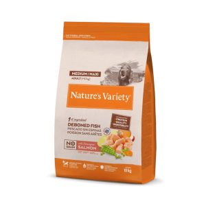 pienso para perros adultos de raza medianas o grandes sabor salmón noruego sin espinas Nature's Variety dog Adult Medium Maxi Salmón No Grains 10kg