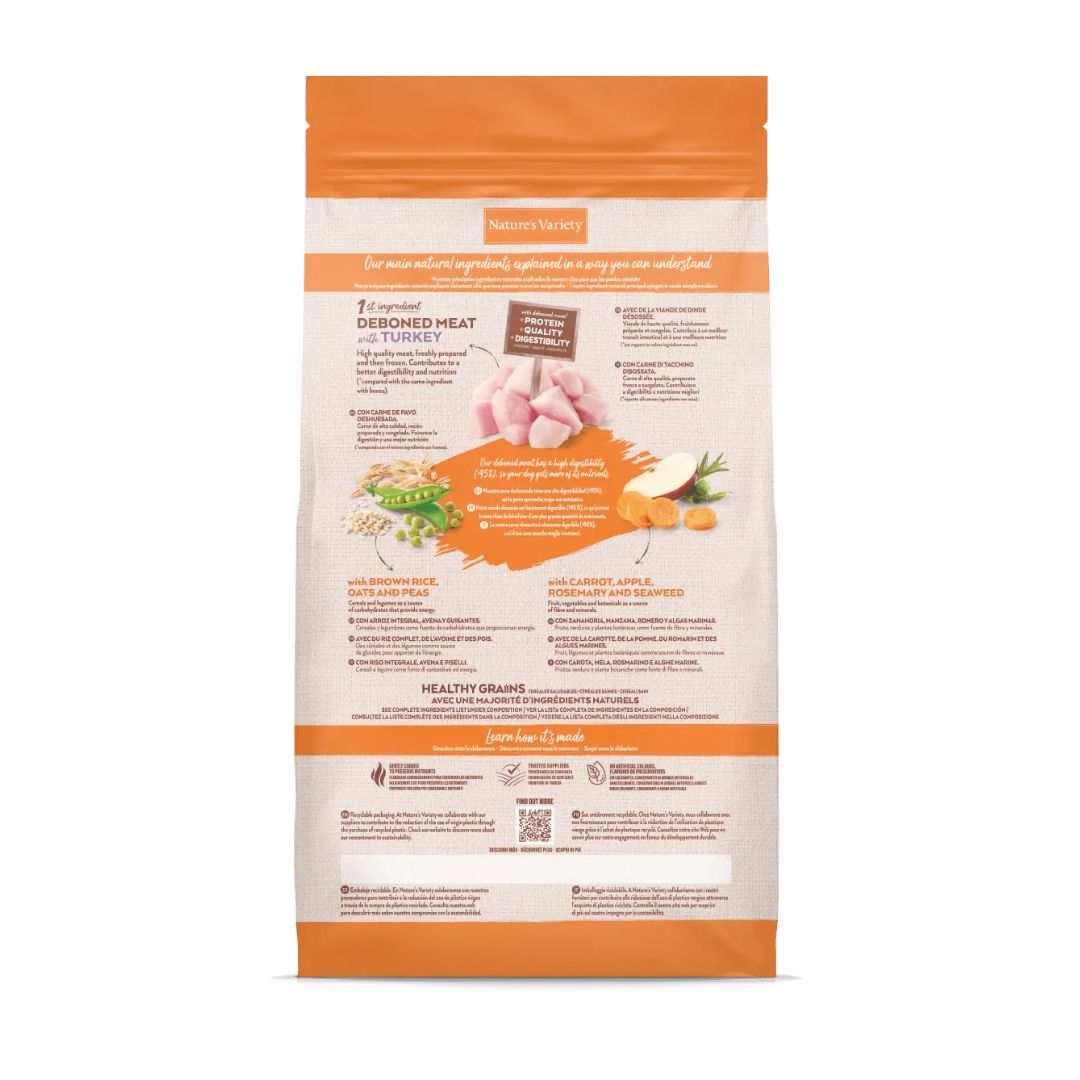 pienso para perros adultos de raza mini sabor pavo Nature's Variety dog Mini Adult Healthy Grains Turkey información nutricional
