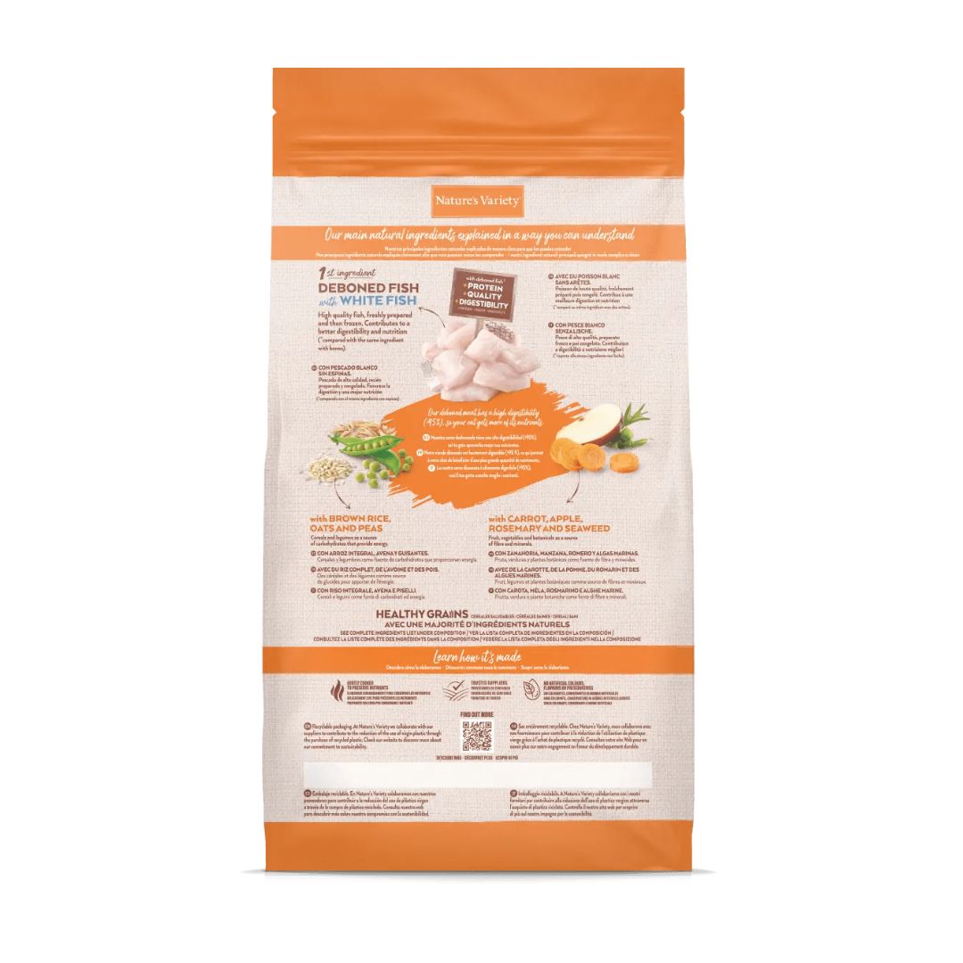 NATURE'S VARIETY ADULT STERILIZED WHITE FISH HEALTHY GRAINS - Imagen 2