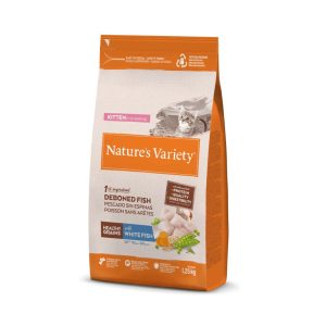 Pienso para gatos, gatitos cachorros y hembras gestantes o lactantes Nature's Variety Kitten White Fish Healthy Grains con pescado blanco sin espinas 1.25kg