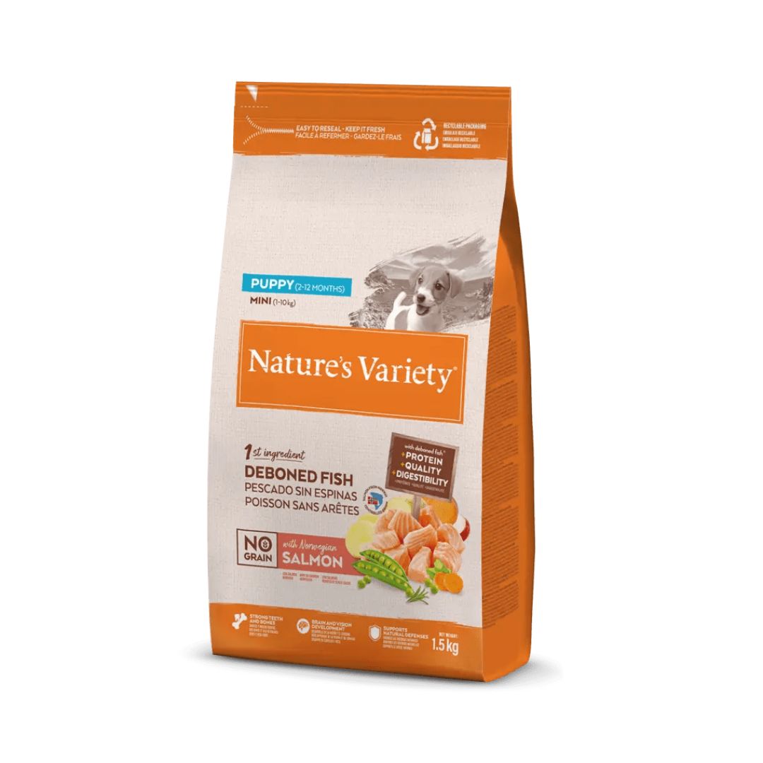 pienso para perros cachorros de raza mini sabor salmón Nature's Variety dog Mini Puppy Salmón No Grains 1.5kg