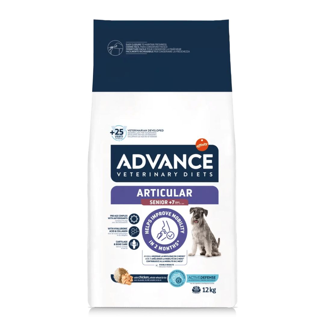 Pienso para perros de raza pequeña mediana o grande adultos con problemas articulares y con más de 6 años Advance Veterinary Diets Articular Senior +7 Canine 12kg