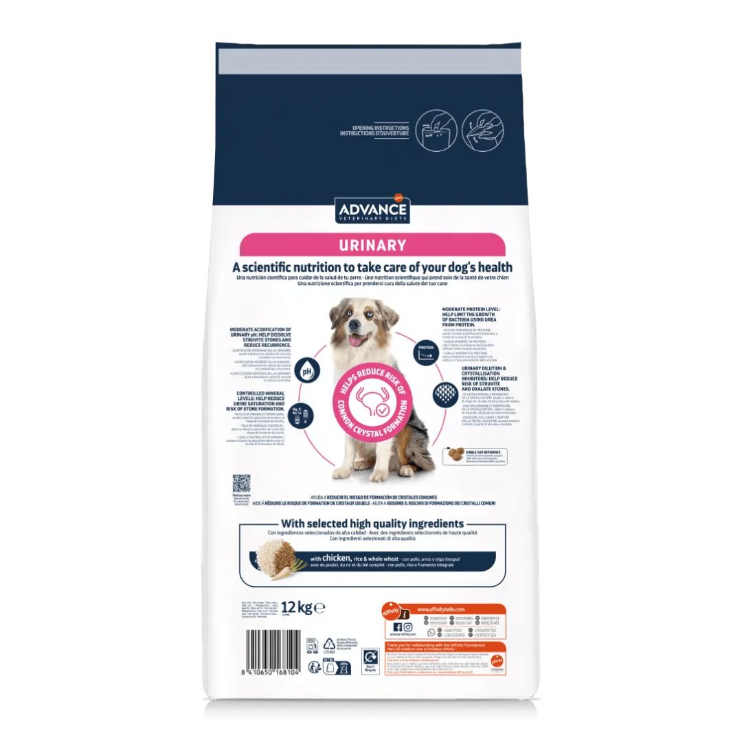 Pienso para perros adultos que previene la formación de cálculos urinarios Advance Veterinary Diets Urinary Canine información nutricional