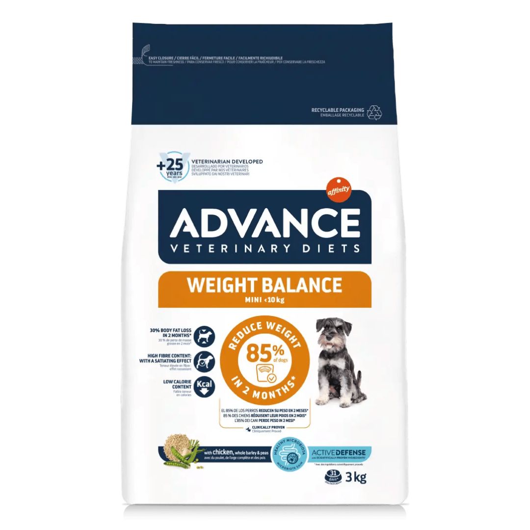 Pienso para perros de razas pequeñas o minis con sobrepeso u obesidad Advance Veterinary Diets Weight Balance Mini 3kg