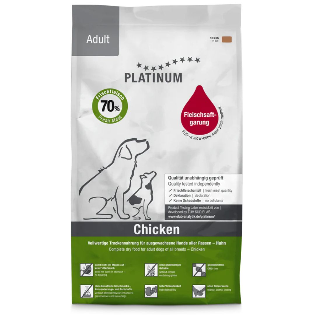 Pienso semihúmedo para perros adultos Platinum Adult Chicken inspirado en la dieta BARF