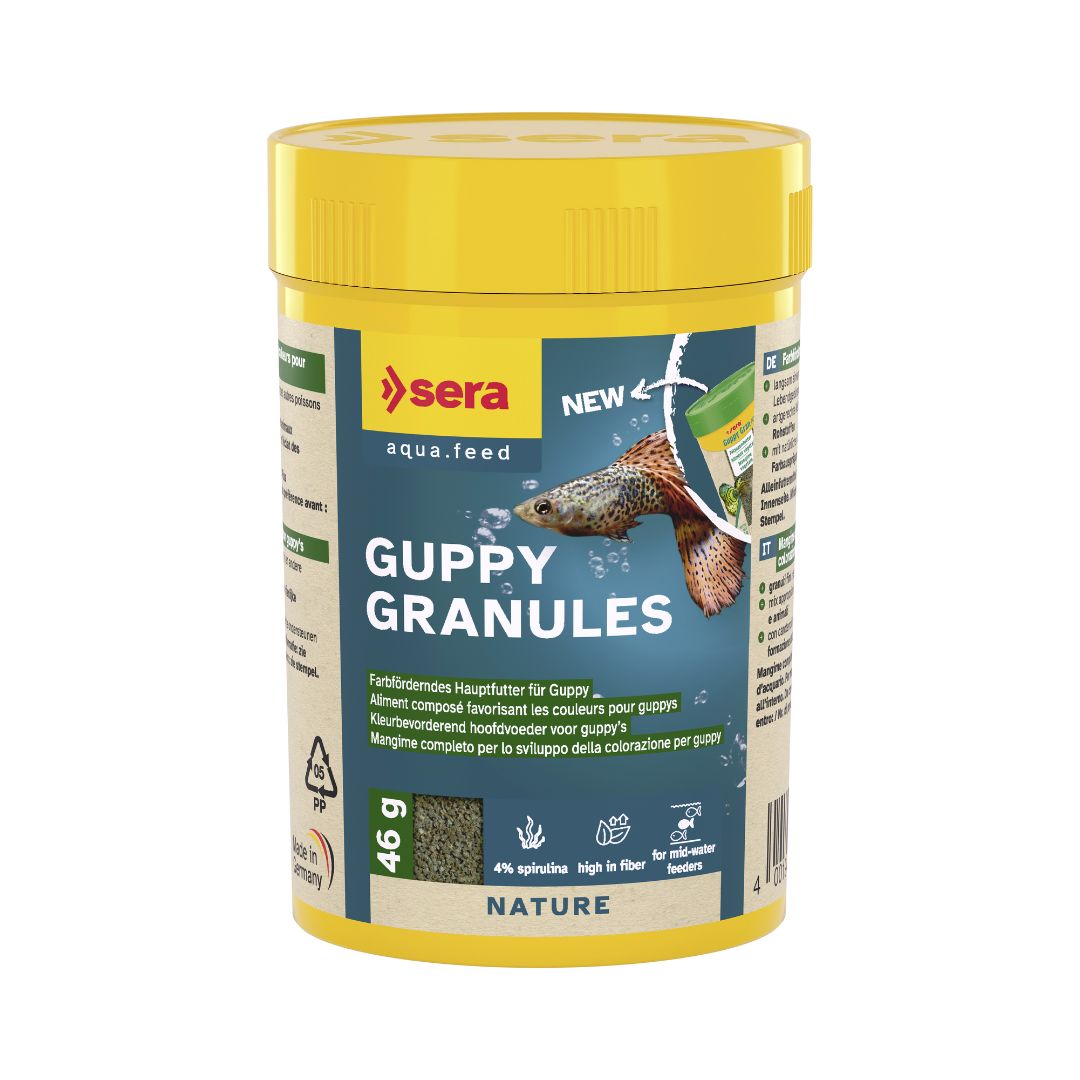 Comida en gránulos para peces guppys y otras carpas dentadas SERA GUPPY GRANULES 100ml