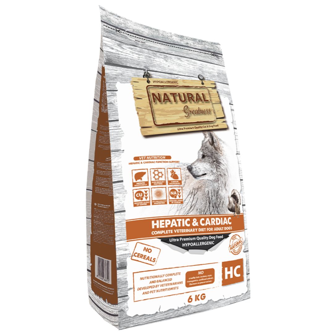 Pienso para perros con insuficiencia hepática crónica o enfermedad cardiaca e hipertensión Natural Greatness Hepatic & Cardiac Veterinary Care