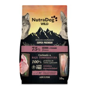 Pienso semihúmedo para perros adultos NutraDog Wild Cerdo y Pescado 10kg