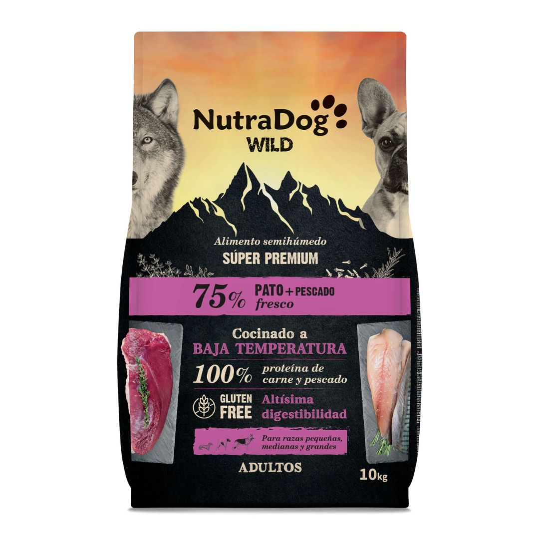 Pienso semihúmedo para perros adultos NutraDog Wild Pato y Pescado 10 kg