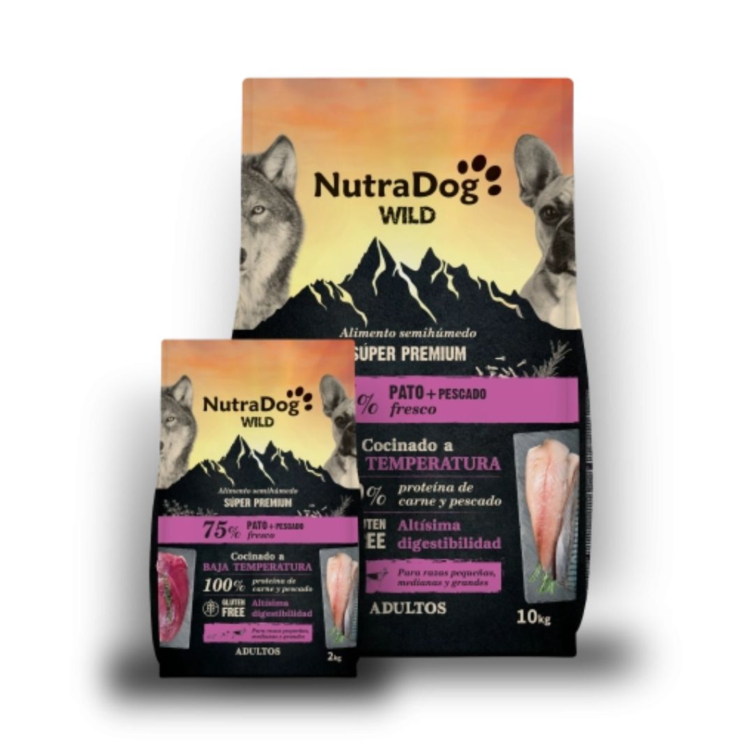 Pienso semihúmedo para perros adultos NutraDog Wild Pato y Pescado