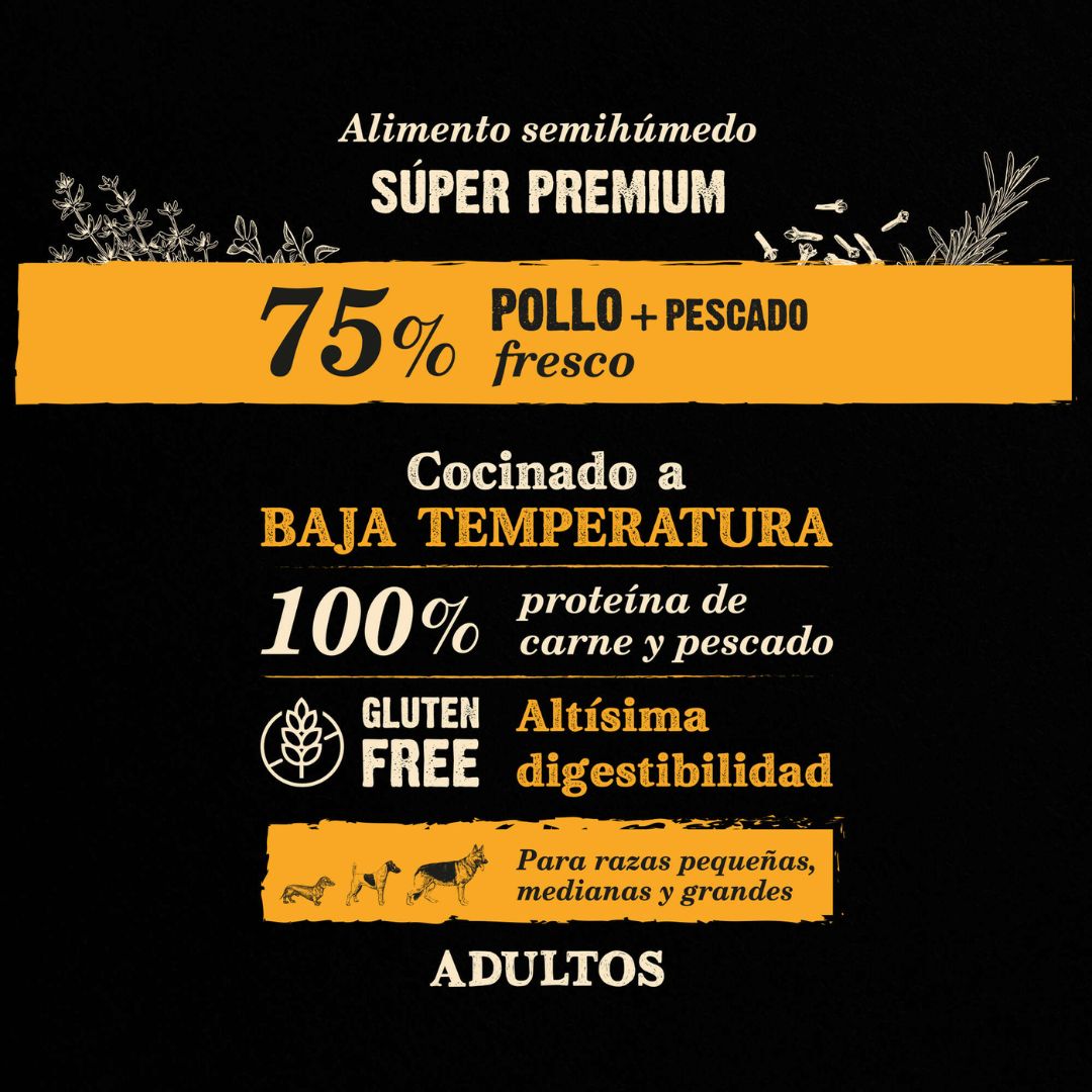 Pienso semihúmedo para perros adultos NutraDog Wild Pollo y Pescado super premium