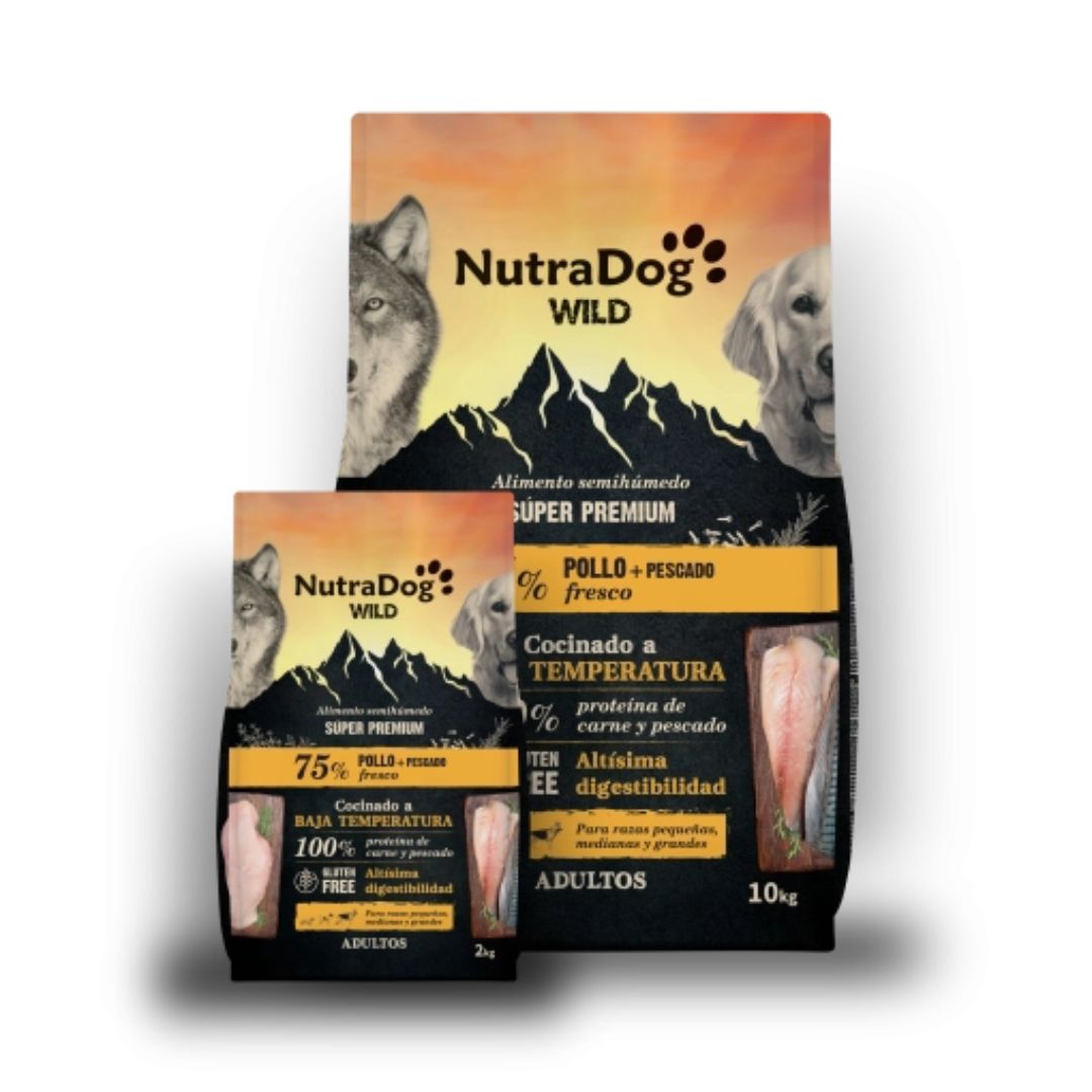 Pienso semihúmedo para perros adultos NutraDog Wild Pollo y Pescado