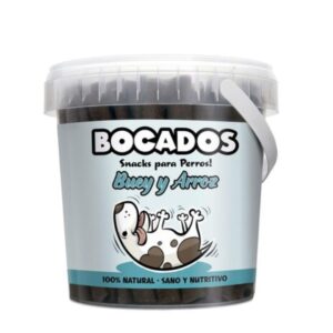 Premios y snacks para perros Bocados de BUey y Arroz barritas de carne 800 gr