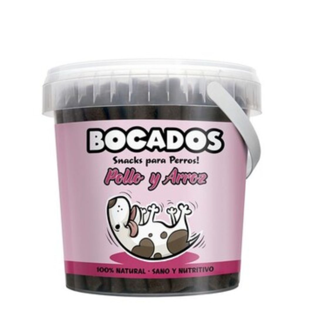 Premios y snacks para perros Bocados de Pollo y Arroz barritas de carne 800 gr