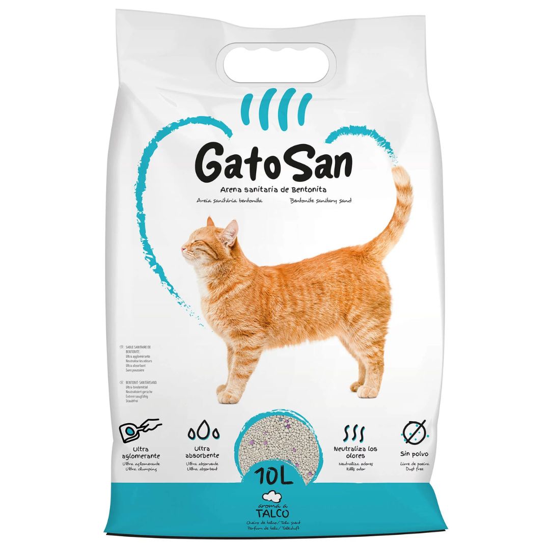 gato-san-arena-sanitaria-bentonita-talco-ica-10l Arena sanitaria para gatos con fragancia a Talco de Bentonita Natural Gatosan by ICA