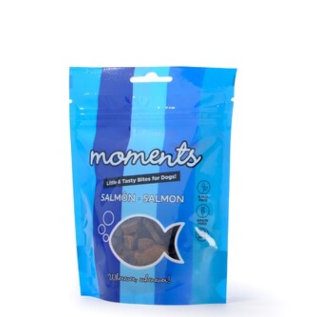 Premios Snacks para perros Moments Salmón naturales sin cereales sin gluten 60 gr