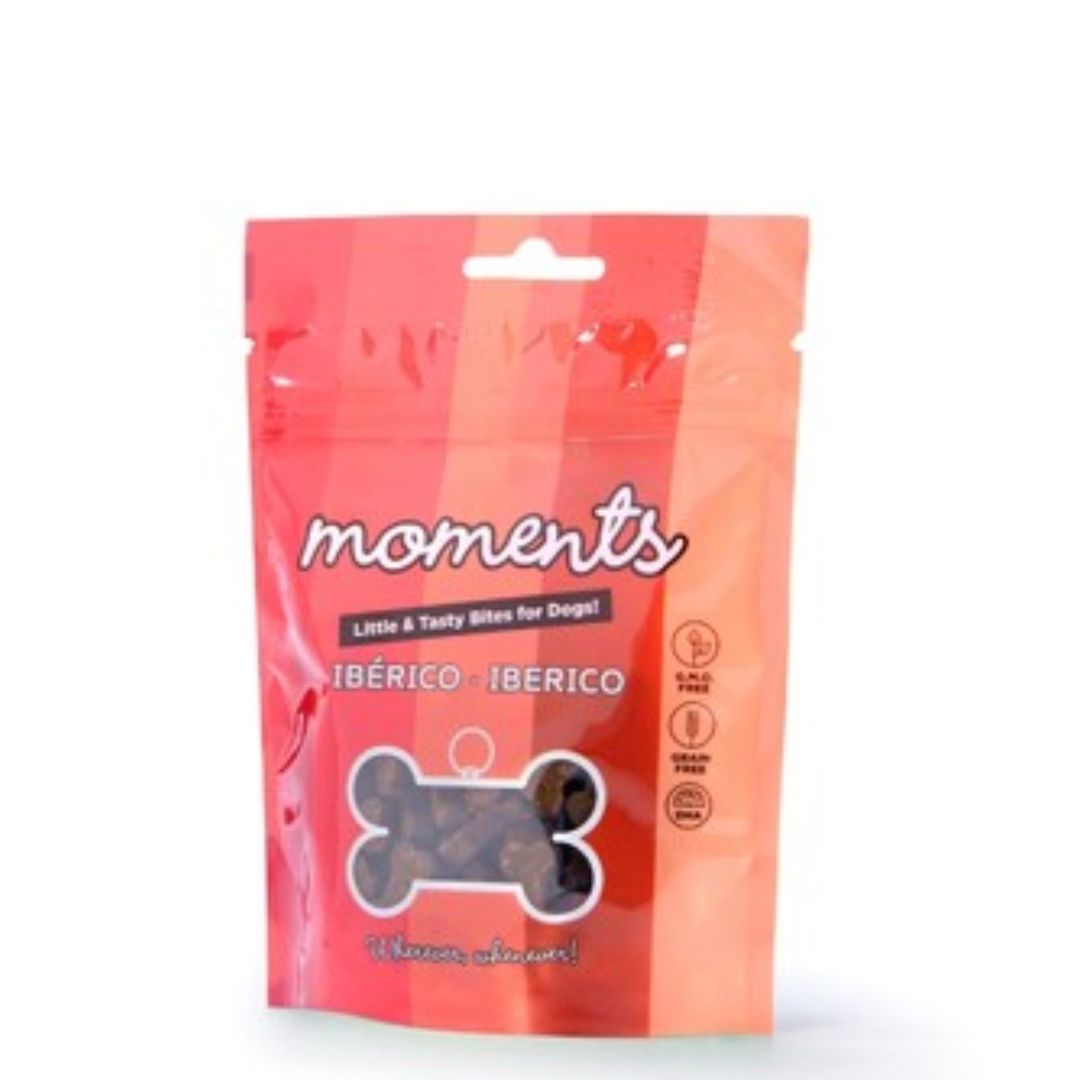 Premios Snacks para perros Moments Ibérico naturales sin cereales sin gluten 60 gr