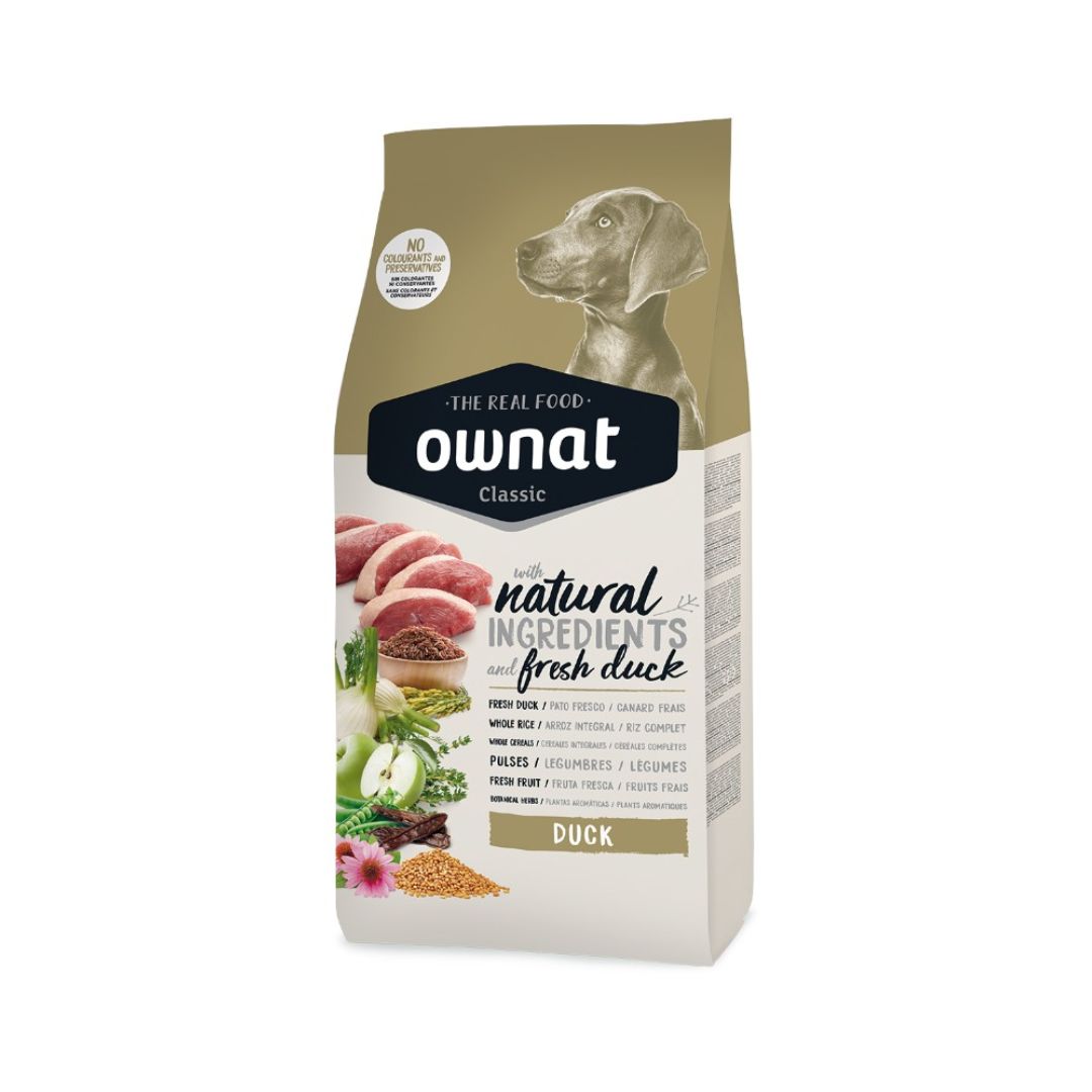 Pienso para perros adultos Ownat Classic Duck con carne fresca e ingredientes naturales