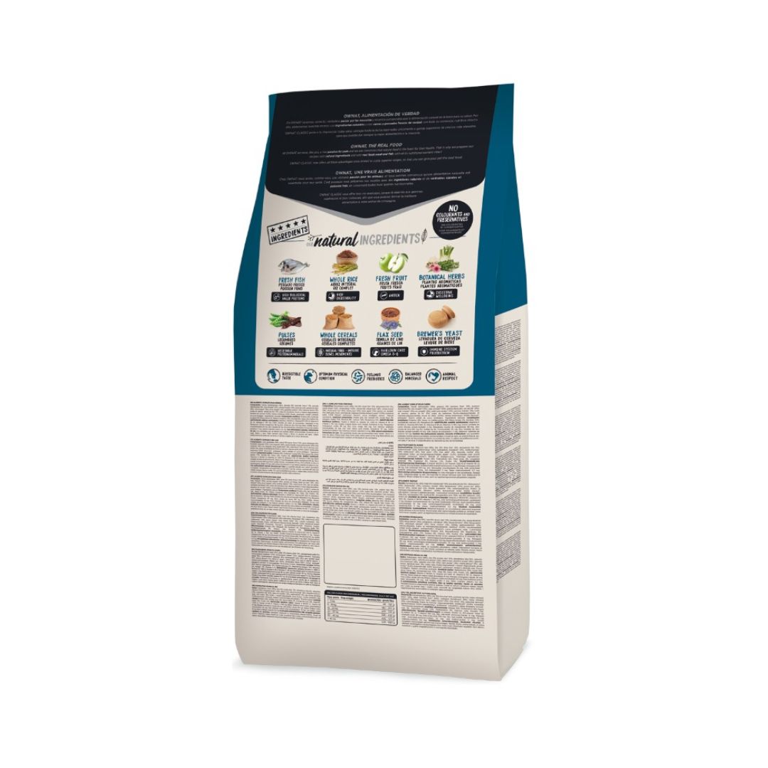 Pienso para perros adultos Ownat Classic Fish con carne fresca e ingredientes naturales y funcionales