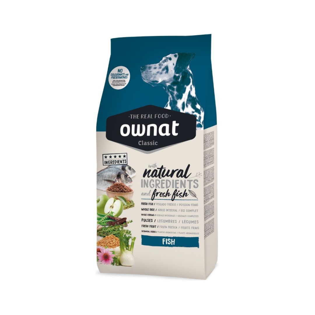 Pienso para perros adultos Ownat Classic Fish con carne fresca e ingredientes naturales