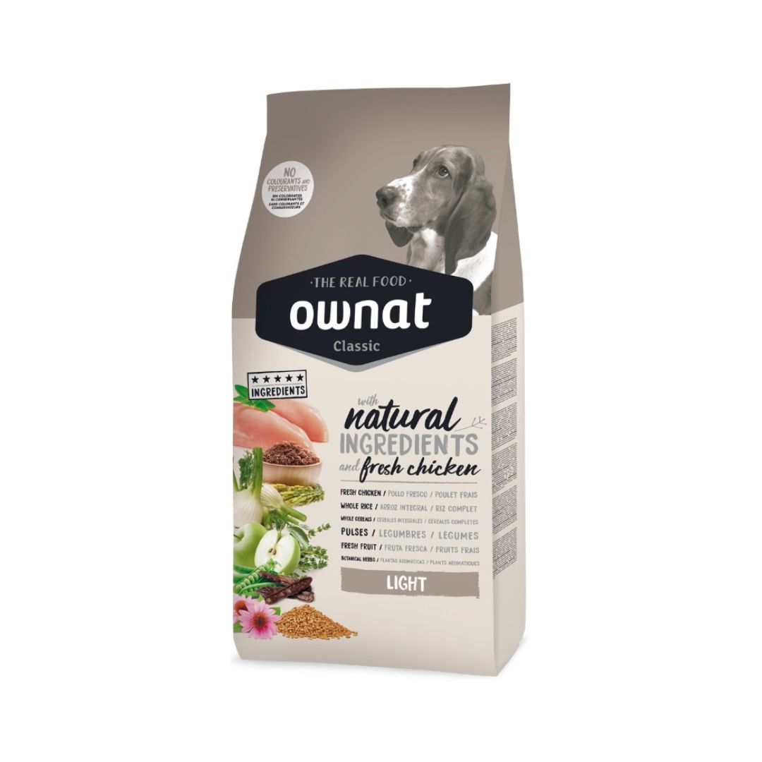 Pienso para perros adultos Ownat Classic Light con carne fresca e ingredientes naturales