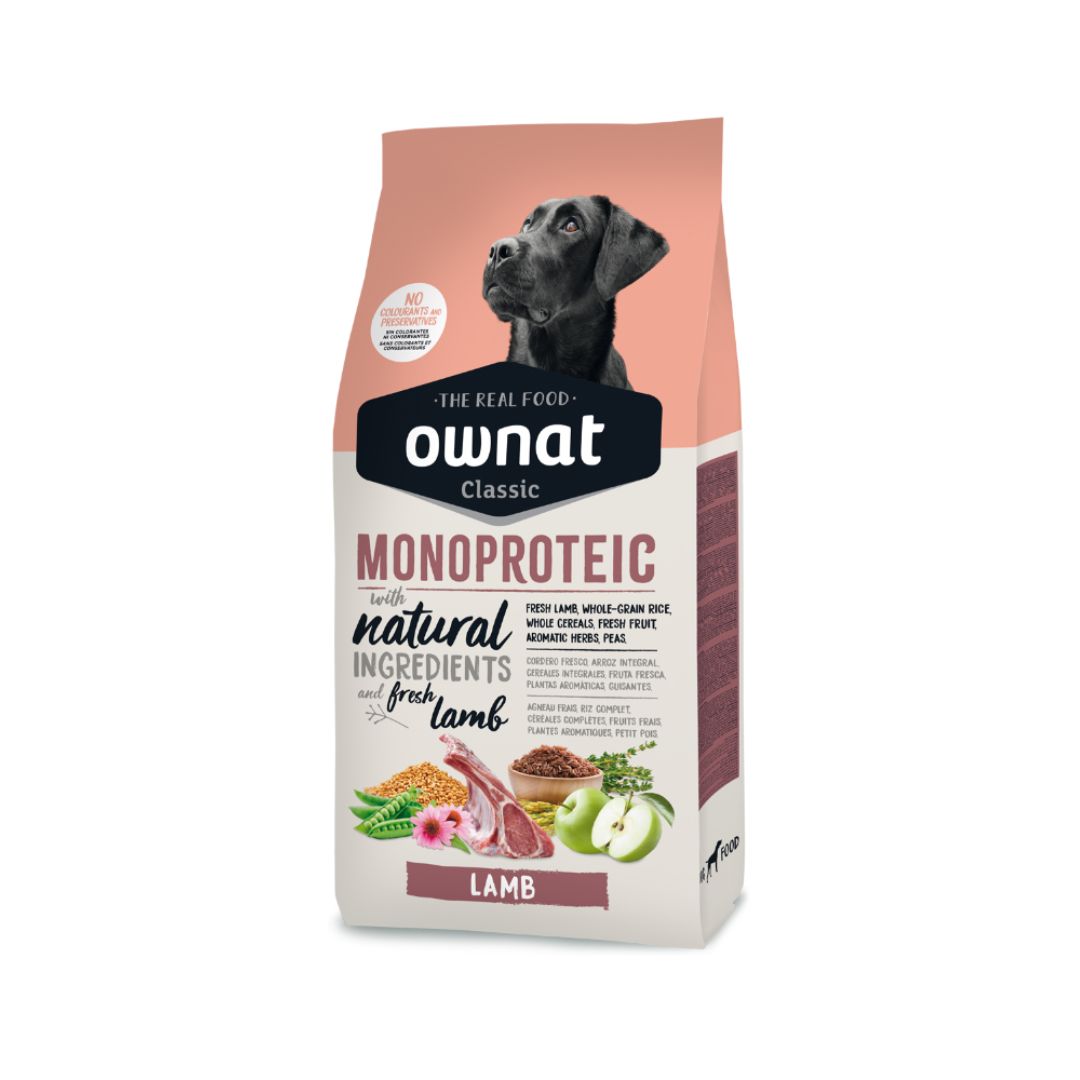 Pienso para perros adultos Ownat Classic Monoproteic Lamb