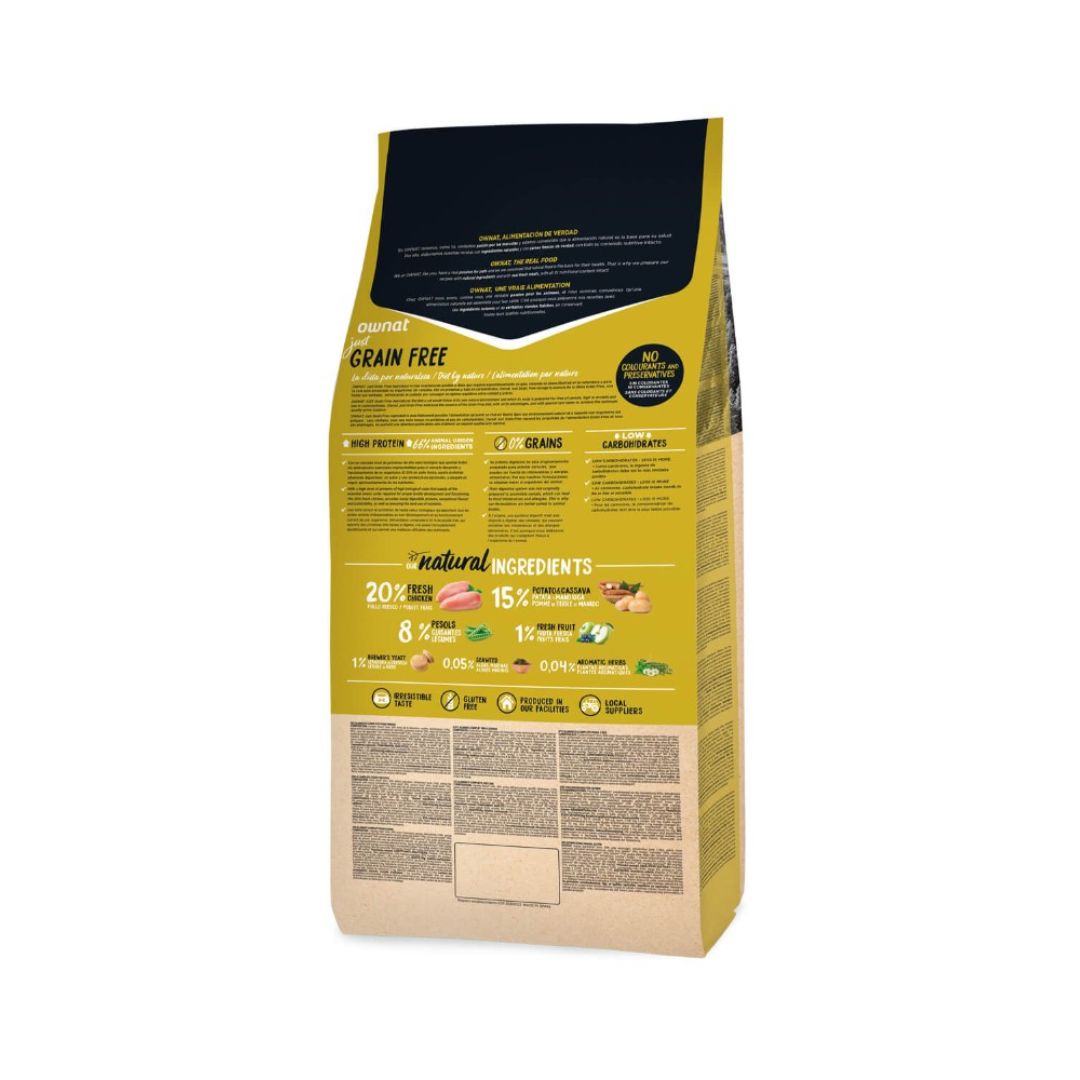 Pienso sin cereales para perros Cachorros Ownat Grain Free JUST Junior Chicken natural