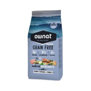 Pienso sin cereales para perros Mayores Ownat Grain Free Prime Senior Chicken & Turkey