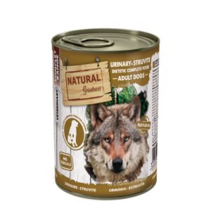 Alimento húmedo completo, hipoalergénico y sin cereales, formulado para perros júnior y adultos de todas las razas, como apoyo a la disolución y reducción de la reaparición de cálculos de estruvita Natural Greatness Urinary-Struvite