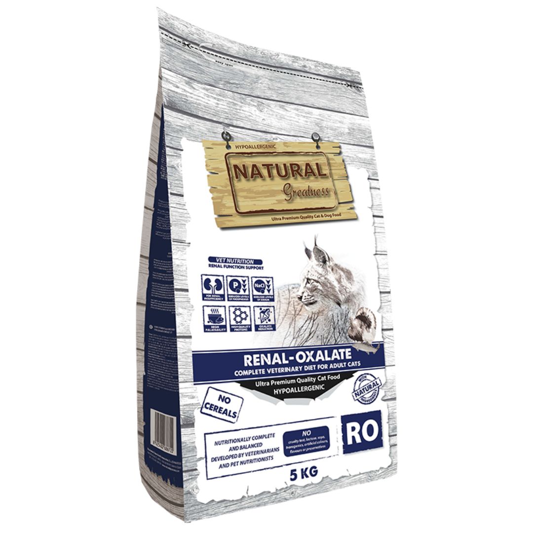 Pienso de dieta veterinaria para gatos con insuficiencia renal Natural Greatness Renal-Oxalate