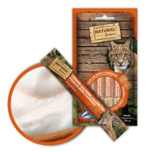 Deliciosas cremas de sabor Pollo con Atún y Calabaza para gatos Natural Greatness Snack Cremoso 56 g 4 unidades de 14 g