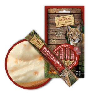 Deliciosas cremas de sabor pollo con zanahorias para gatos Natural Greatness Snack Cremoso 56 g 4 unidades de 14 g