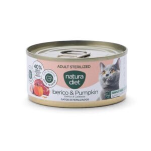 Alimento húmedo completo para gatos adultos esterilizados Natura Diet Paté Stererilized Iberico & Pumpkin Grain Free