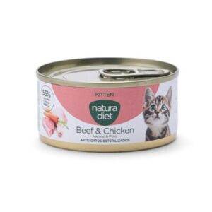 Comida húmeda complementaria para gatitos cachorros y gatos adultos esterilizados Natura Diet Paté Kitten Beef & Chicken