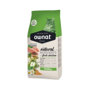 Pienso para gatos adultos de todas las razas previene la formación de bolas de pelo Ownat Classic Hairball Cat